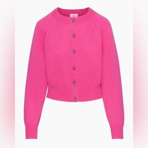 NWT Aritzia Wilfred Kiss Liteluxe Cashmere Cardigan in Vital Pink